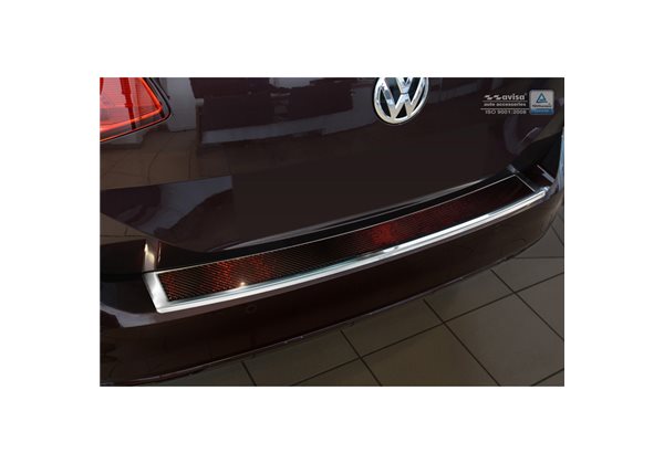 Protector Paragolpes Acero Inoxidable Volkswagen Passat 3g Variant 2014- Cromado/look Carbono Rojo-negro