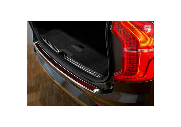 Protector Paragolpes Acero Inoxidable Volvo Xc90 2015- Cromado/look Carbono Rojo-negro