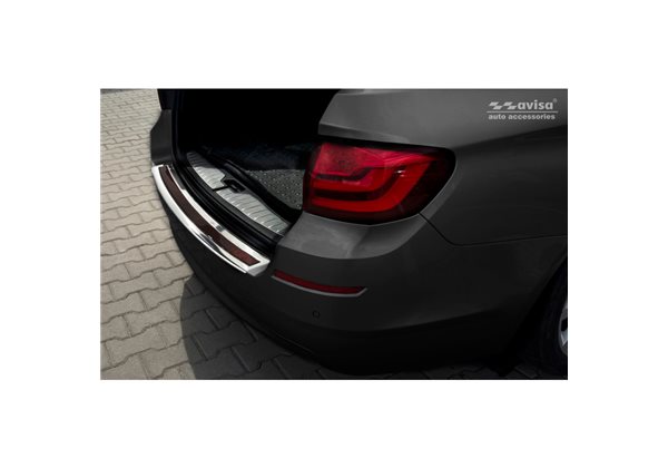Protector Paragolpes Acero Inoxidable Bmw 5-serie F11 Touring 2010-2016 Cromado/look Carbono Rojo-negro