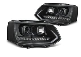 Juego faros delanteros Vw T5 2010-2015 Led Tube Light Negros T6 Look Dinamico