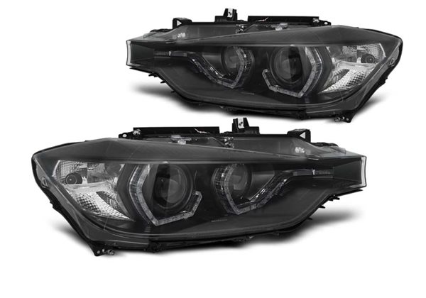 Juego faros delanteros Bmw F30/F31 10.11 - 05.15 Angel Eyes Led Negros Hid Afs Drl
