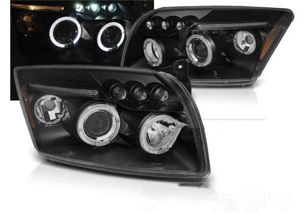 Juego De Faros Delanteros Dodge Caliber 06-12 Angel Eyes Black