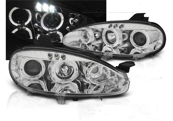 Juego De Faros Delanteros Mazda Mx5 01-05 Angel Eyes Chrome