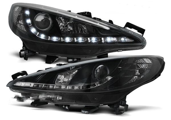 Juego De Faros Delanteros Peugeot 207 05.06-06.12 Daylight Black W/motor