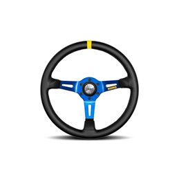 Volante momo 350 mm piel negra y azul mod.08