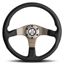 Volante momo tuner plata 320mm piel negra