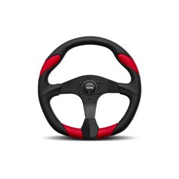 Volante momo quark 350 mm piel negro y rojo