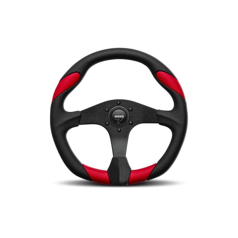 Volante momo quark 350 mm piel negro y rojo