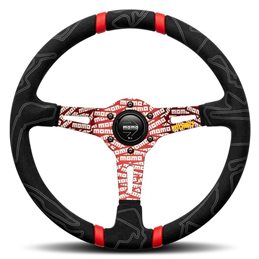 Volante momo ultra 350 mm negro y rojo