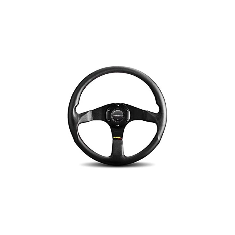 Volante momo dark fighter 350 mm madera y piel