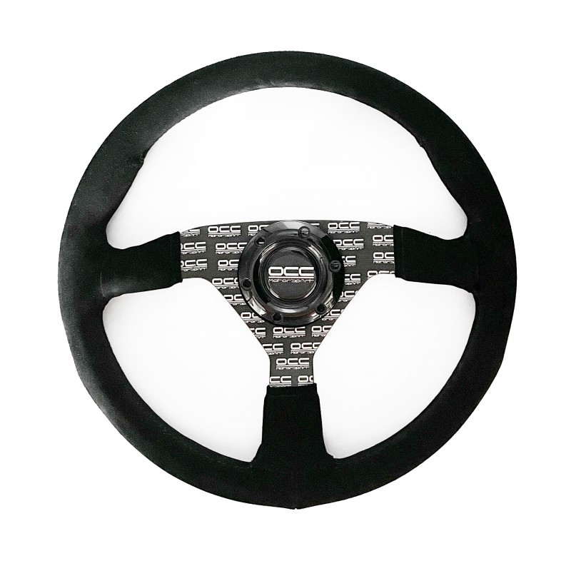 Volante plano mod. classic piel vuelta brazos negros serigrafiados occ motorsport