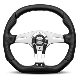 Volante momo trek r 350 mm cuero negro perforado