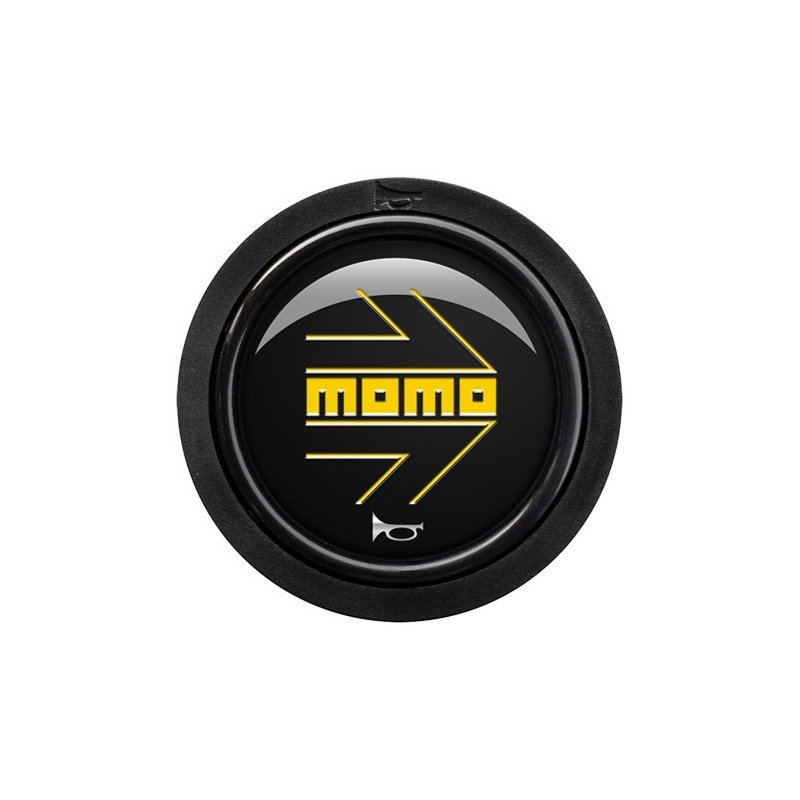 Pack 10 pulsador momo arrow logo brillante negro amarillo 2cc r