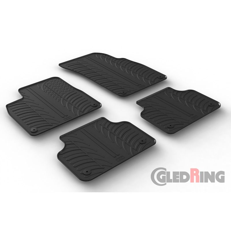 Alfombrilla goma Gledring Audi Q7 6/2015- & Q8 5/2018- (4 piezas+clips montaje) 