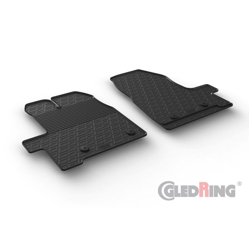 Alfombrilla goma Gledring Ford Transit Custom 3/2016-12/2017 (2 piezas+clips montaje) 