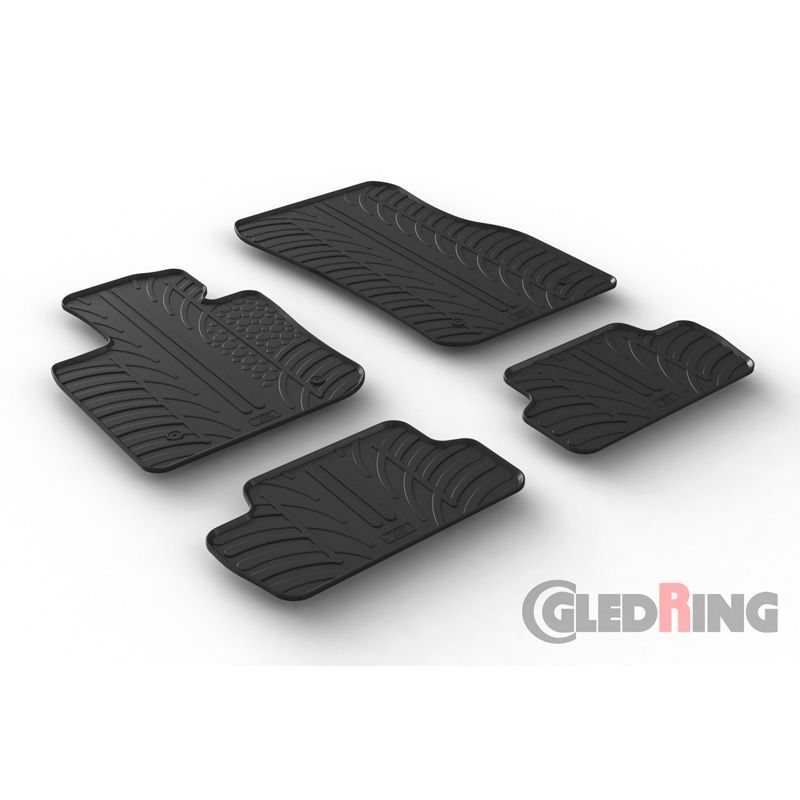 Alfombrilla goma Gledring Mini F56 3-pueras 2014- (4 piezas+clips montaje) 
