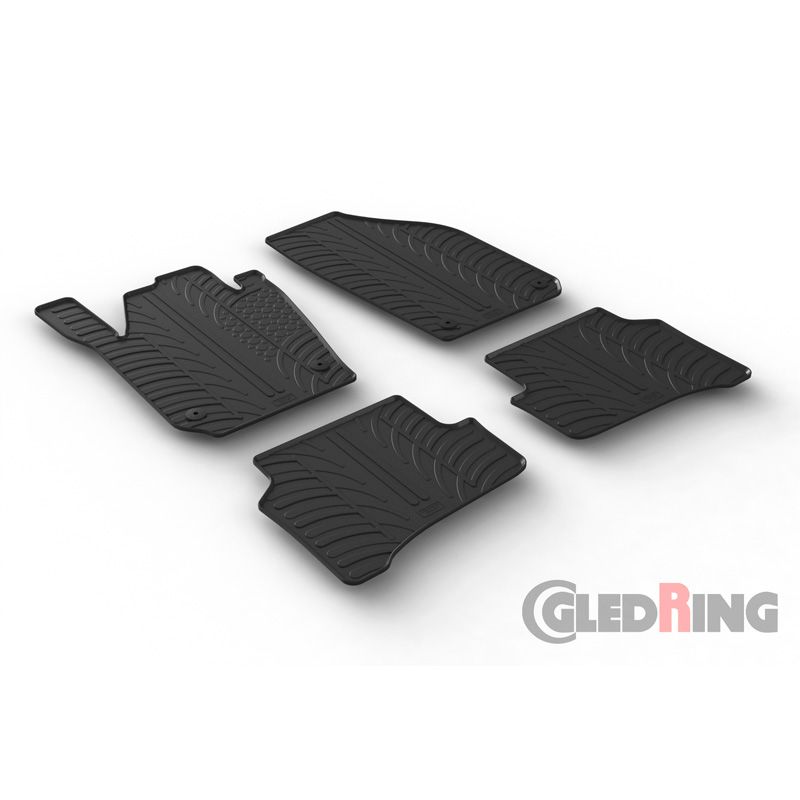 Alfombrilla goma Gledring Skoda Fabia 2014-2021 (4 piezas+clips montaje) 