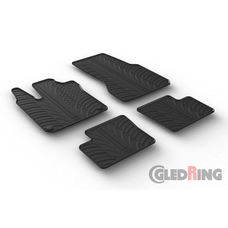 Alfombrilla goma Gledring Smart ForFour 453 2014- (4 piezas+clips montaje) 