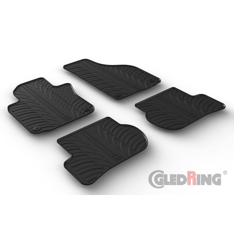 Alfombrilla goma Gledring Volkswagen Golf V 2003-2008 / Jetta 2005-2011 / Golf VI 2008-2013 / Scirocco 2008- (4 piezas+clips mon
