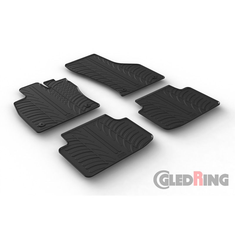 Alfombrilla goma Gledring Volkswagen Passat 3G Sedan/Variant 2014-(4 piezas+clips montaje) 