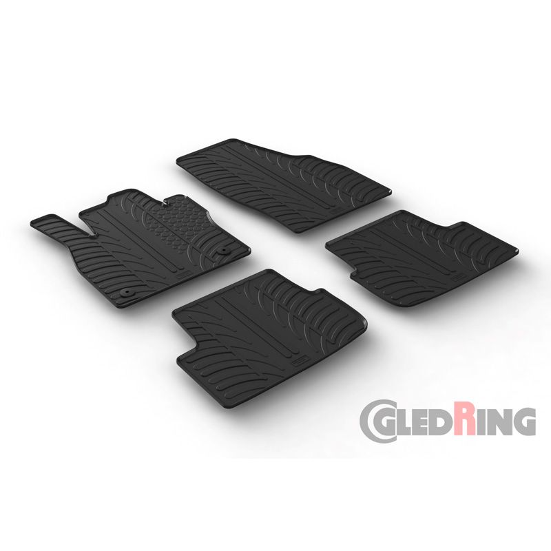 Alfombrilla goma Gledring Seat Ibiza 6F 5-pueras 6/2017- & Seat Arona 11/2017- & Skoda Fabia IV 2021- (4 piezas+clips montaje) 