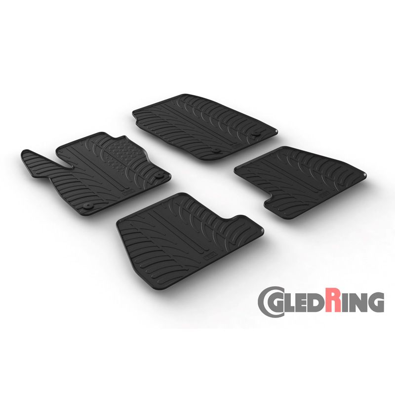 Alfombrilla goma Gledring Ford Focus 3/5 pueras + ST 2015-2018 (4 piezas+clips montaje) 