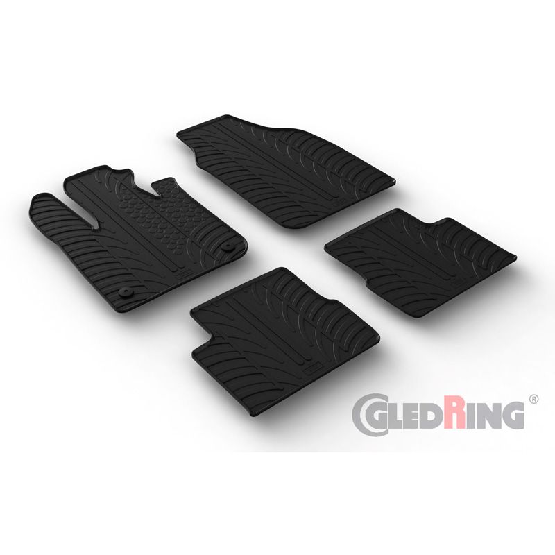 Alfombrilla goma Gledring Fiat 500e 2020- (4 piezas+clips montaje) 