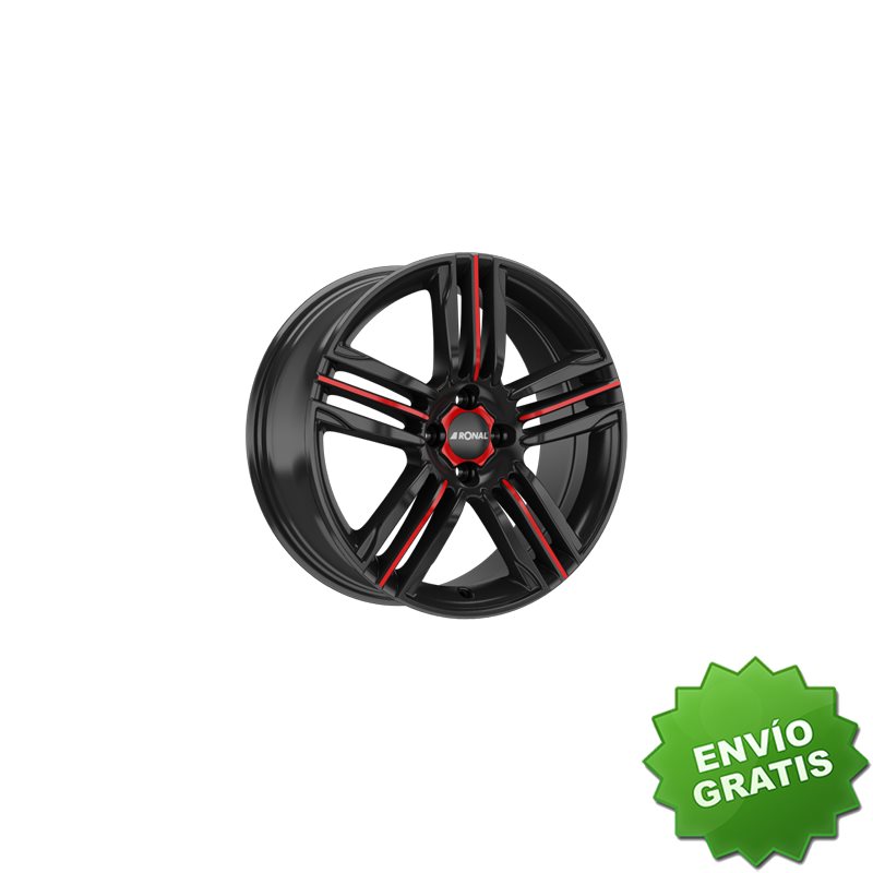 Llanta exclusiva Ronal R57 Mcr 7.0x17 Et25 4x108 Jetblack Radio Rojo