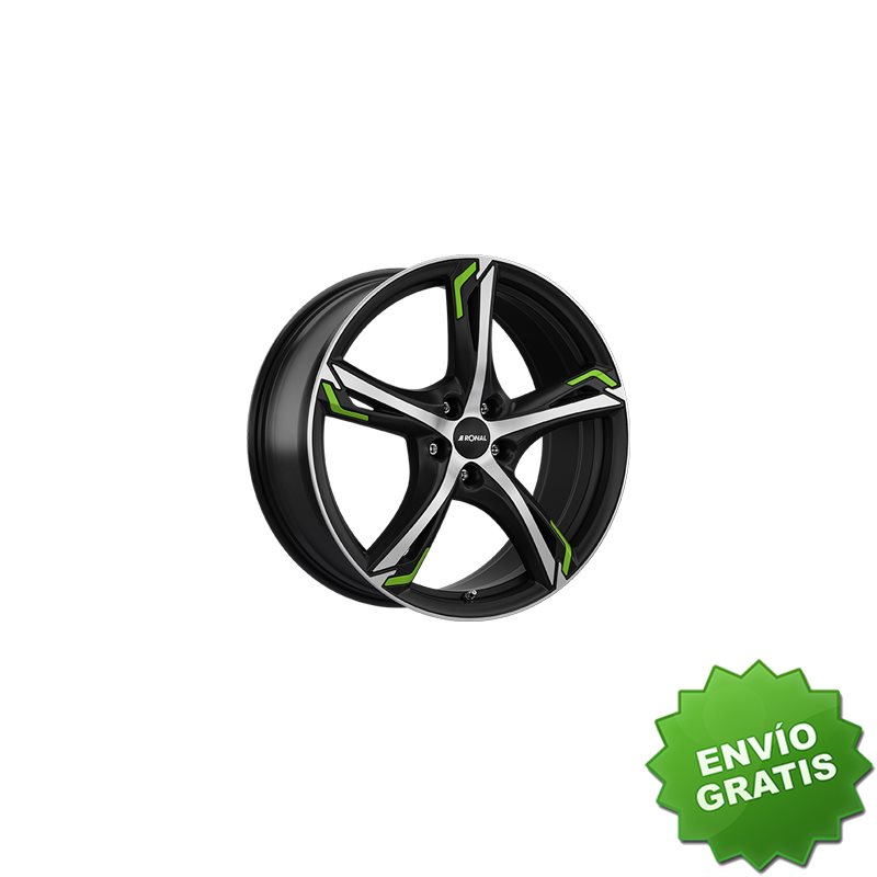 Llanta exclusiva Ronal R62 Green 7.5x18 Et45 5x120 Jetblack Mate Fren Te Pulido