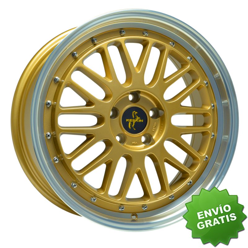 Llanta exclusiva Keskin Kt22 8.5jx19 5 112 Et45 72.6 Gold Lip Polish