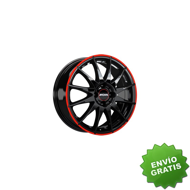 Llanta exclusiva Ronal R54 Mcr 7.0x16 Et25 4x108 Jetblack-aro Rojo