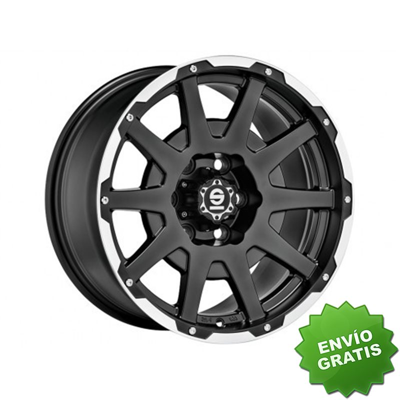 Llanta exclusiva Oz Sparco Dakar 8.5x17 6x135 Et25 Negro Mate Lip Polished+rivets