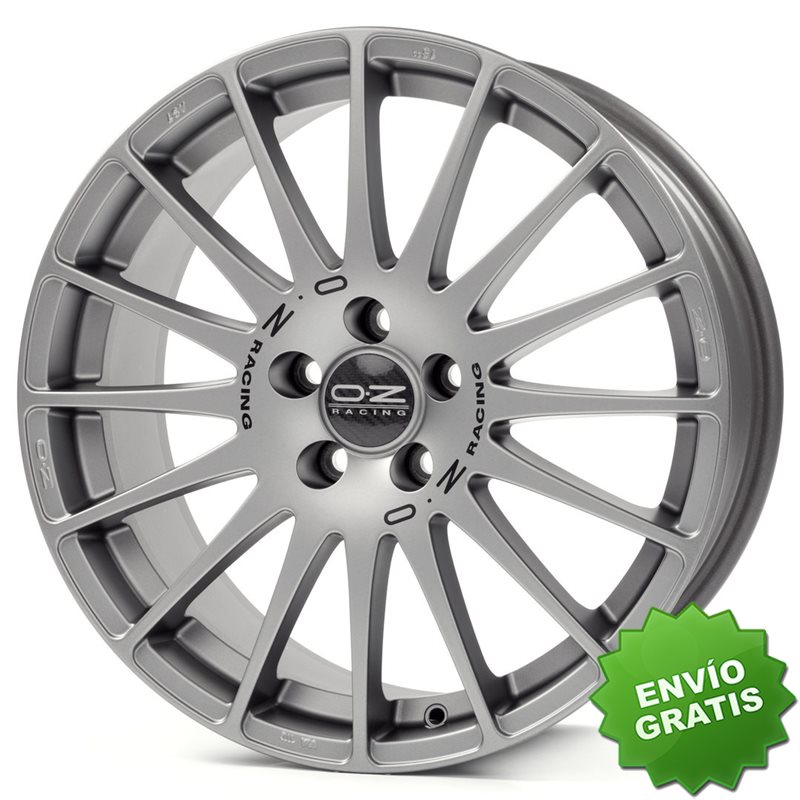 Llanta exclusiva Oz Superturismo Gt 7.5x17 5x112 Et35 Grigio Corsa Black Lettering