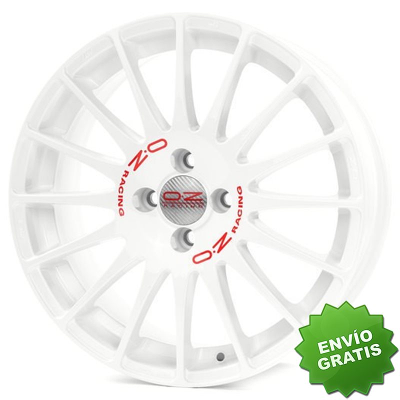 Llanta exclusiva Oz Superturismo Wrc 7x17 4x100 Et40 Race Blanco Red Lettering