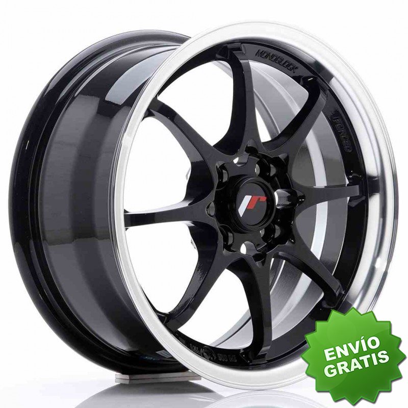 Llanta exclusiva Jr Wheels Jr5 15x7 Et35 4x100 Gloss Black W Machined  Lip
