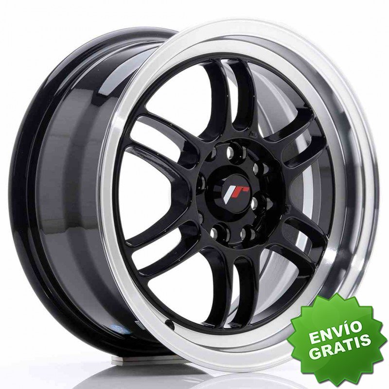 Llanta exclusiva Jr Wheels Jr7 15x7 Et38 4x100 114 Glossy Black W Mac Hined Lip