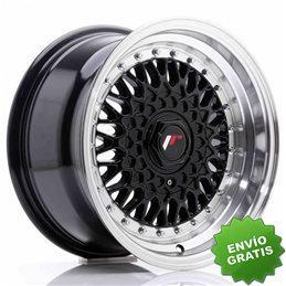 Llanta exclusiva Jr Wheels Jr9 15x8 Et20 4x100 108 Gloss Black W Mach Ined Lip