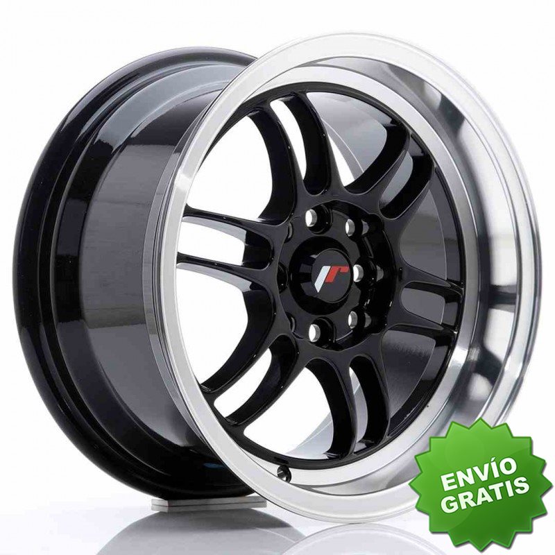 Llanta exclusiva Jr Wheels Jr7 15x8 Et35 4x100 114 Glossy Black W Mac Hined Lip