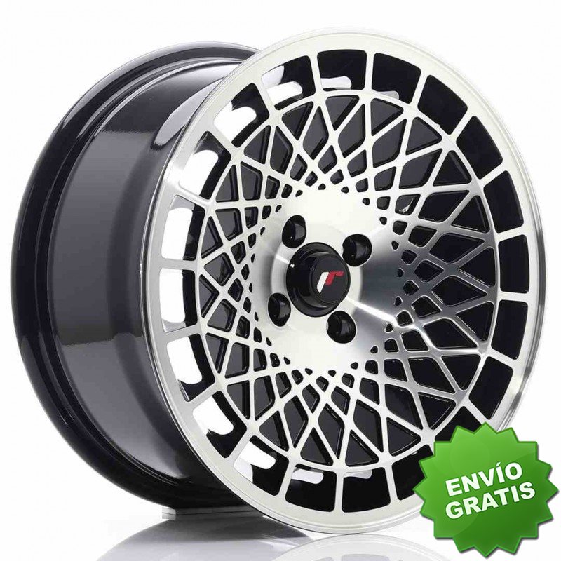 Llanta exclusiva Jr Wheels Jr14 16x8 Et25 4x100 Gloss Black Machined% 20face