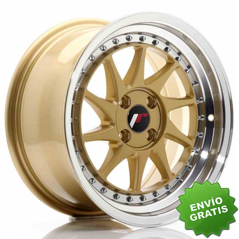Llanta exclusiva Jr Wheels Jr26 16x8 Et30 4x100 Gold W Machined Lip