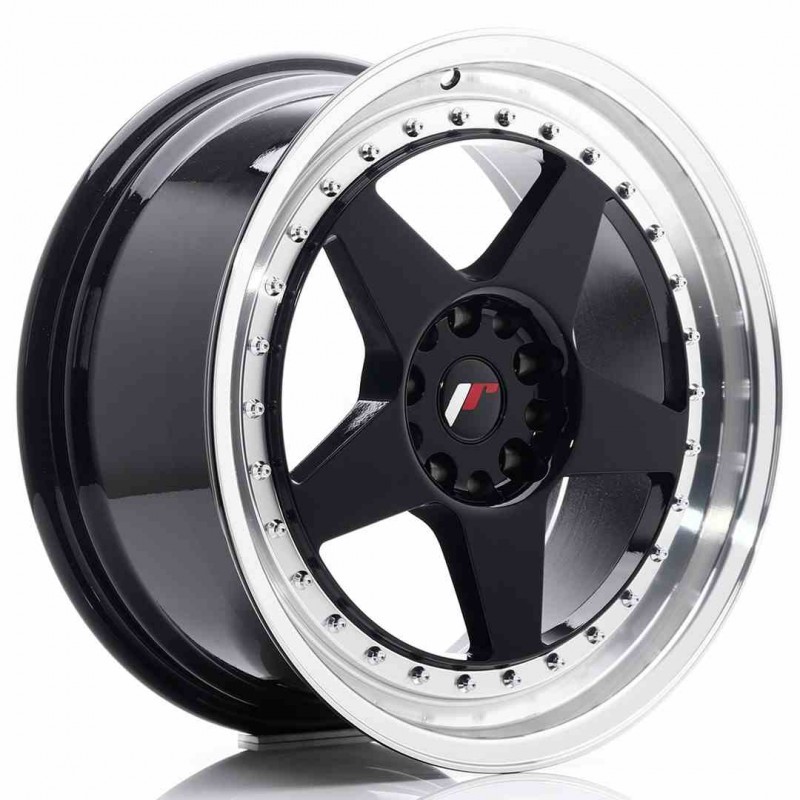 Llanta exclusiva Jr Wheels Jr6 18x8.5 Et22 5x114.3 120 Glossy Black W  Machined Lip