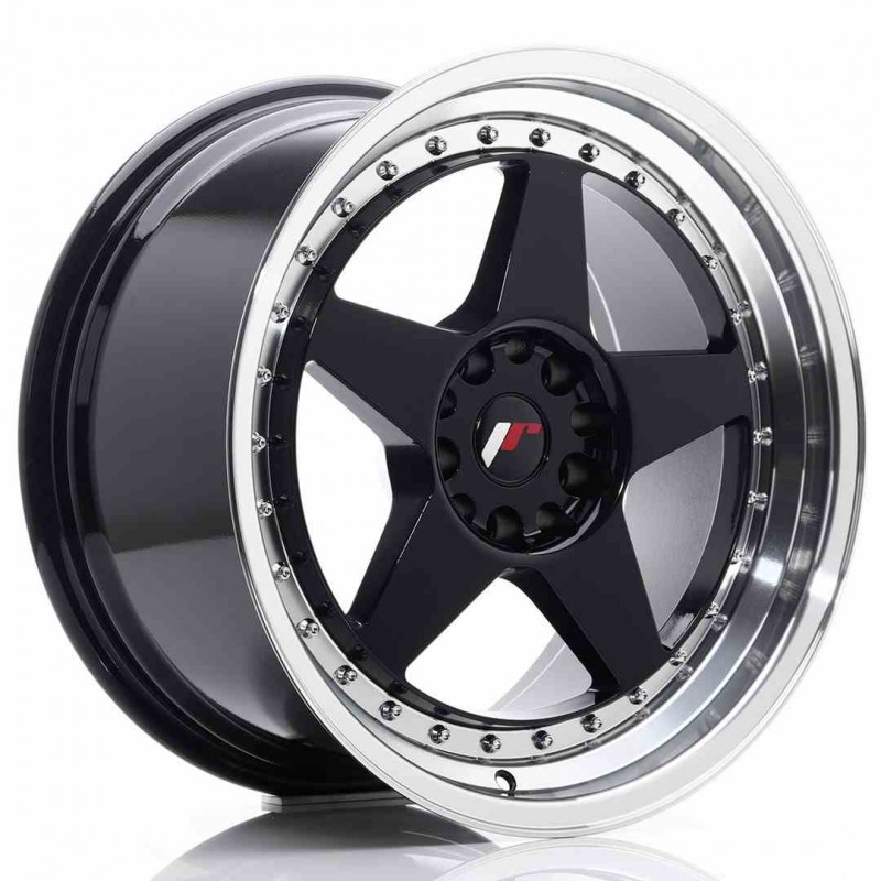 Llanta exclusiva Jr Wheels Jr6 18x9.5 Et22 5x114.3 120 Glossy Black W  Machined Lip