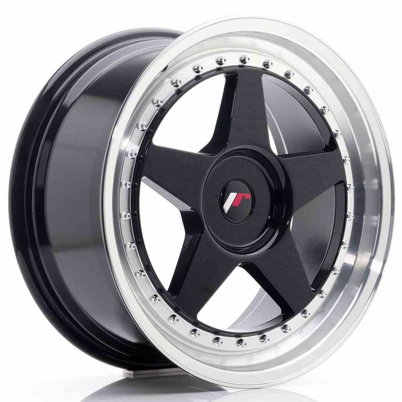 Llanta exclusiva Jr Wheels Jr6 18x8.5 Et35-40 Blank Glossy Black W Ma Chined Lip