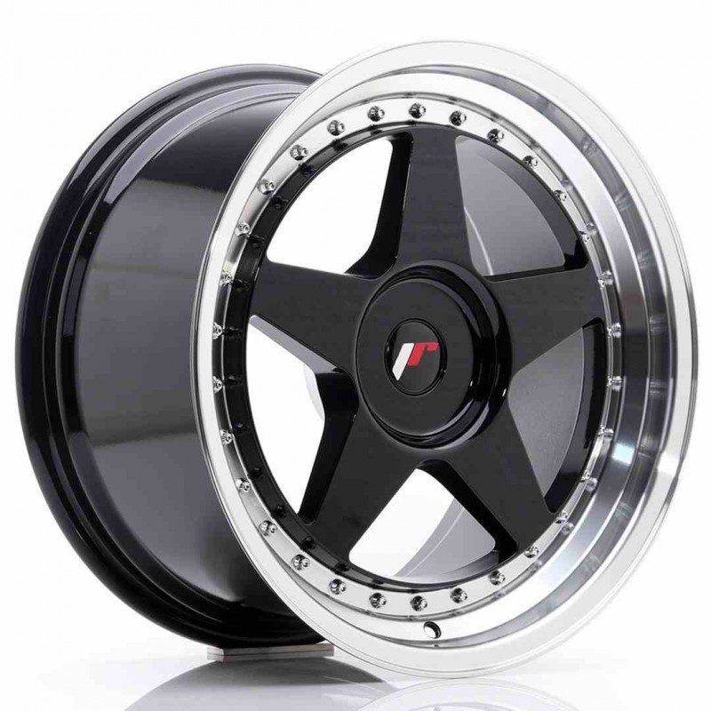 Llanta exclusiva Jr Wheels Jr6 18x9.5 Et20-40 Blank Glossy Black W Ma Chined Lip