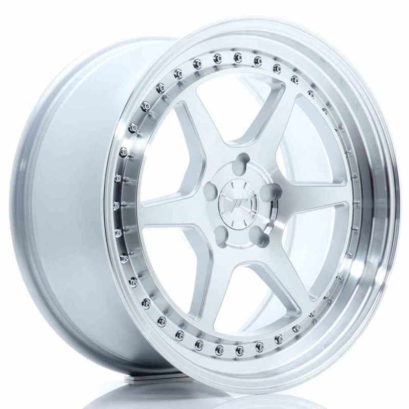 Llanta exclusiva Jr Wheels Jr43 18x8.5 Et15-35 5h Blank Silver W Mach Ined Face
