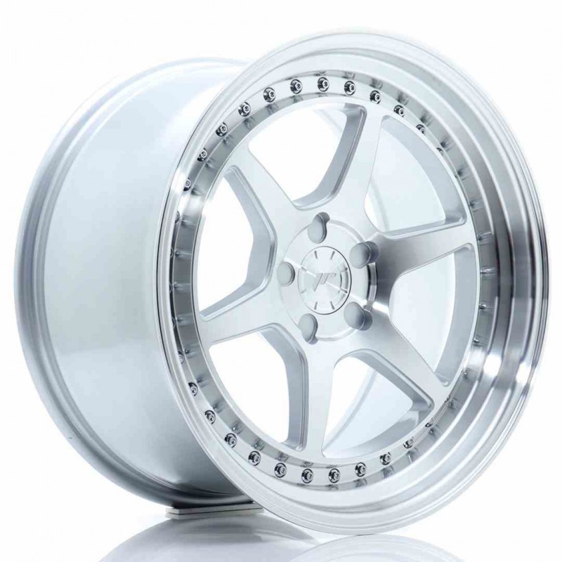 Llanta exclusiva Jr Wheels Jr43 18x9.5 Et15-35 5h Blank Silver W Mach Ined Face