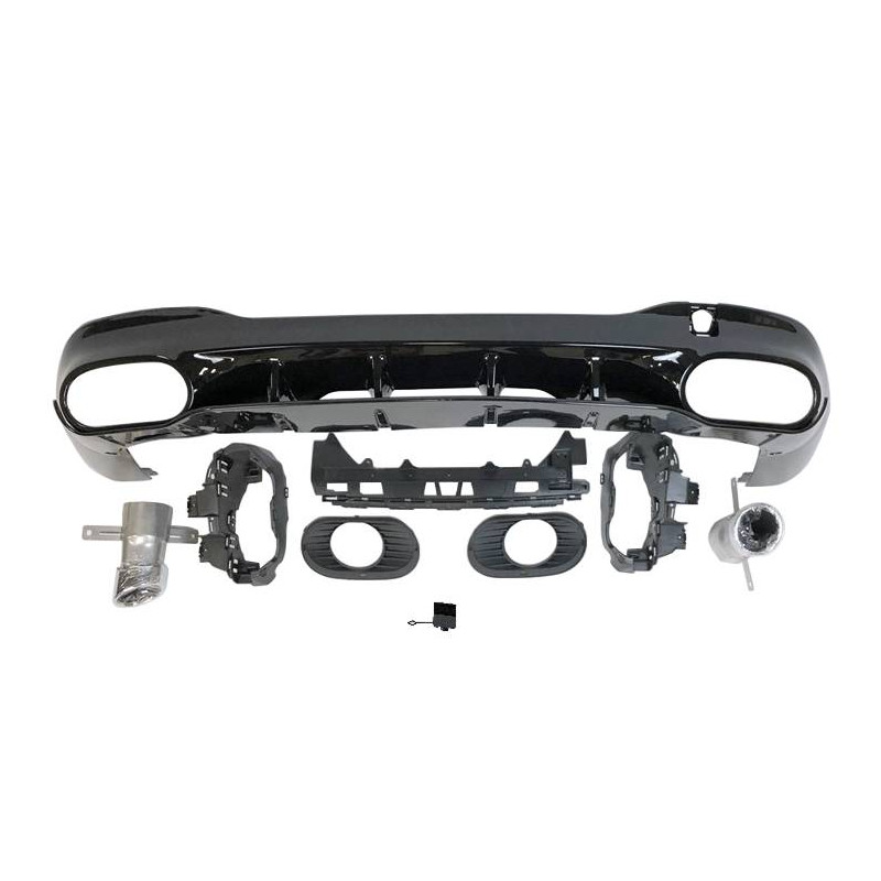 Difusor Trasero Mercedes W118 CLA Look A35 Negro Brillo