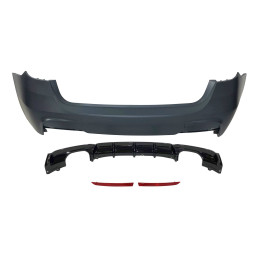 Paragolpes Trasero BMW F31 Look M Performance 2 Salidas doble Brillante Negro