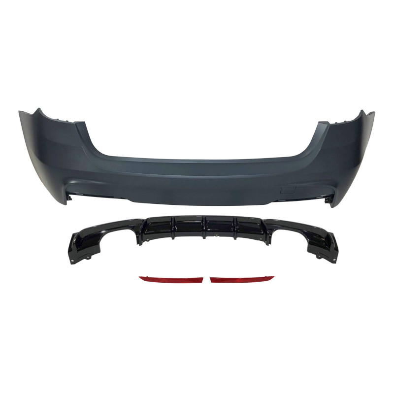 Paragolpes Trasero BMW F31 Look M Performance 2 Salidas doble Brillante Negro