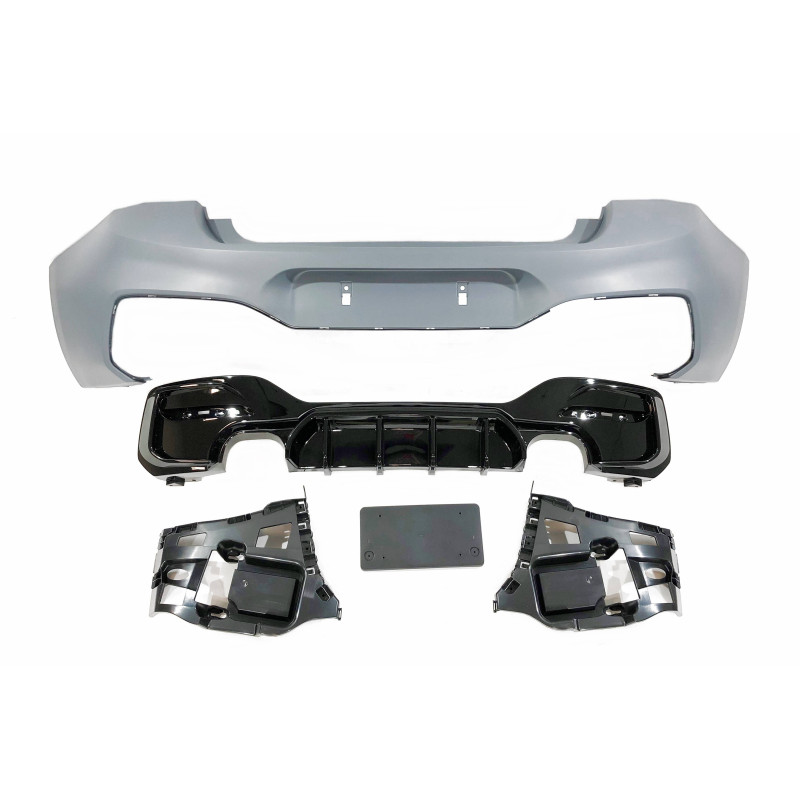 Paragolpes Trasero BMW F20 /F21 LCI 15-18 Look Performance 2 Salidas doble Brillante Negro